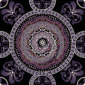 Seamless Paisley background, floral pattern. Colorful ornamental Indian ornament