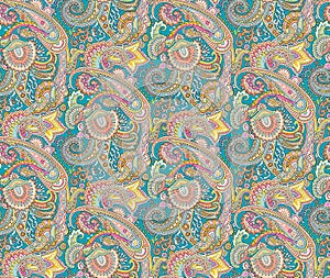 Seamless paisley colorful pattern