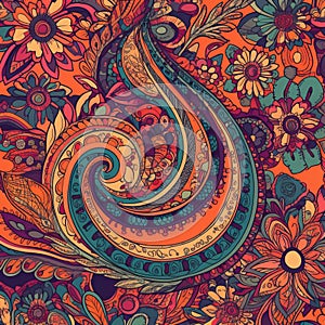 Seamless Paisley Pattern with Bold Colors