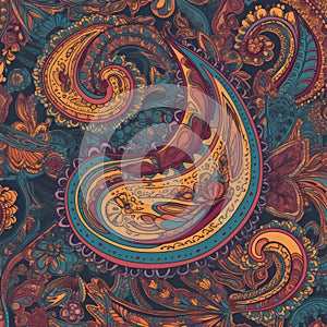 Seamless Paisley Pattern with Bold Colors