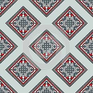 Seamless paisley pattern design with geometrical shapes