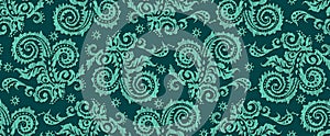 Seamless Paisley pattern in green tones