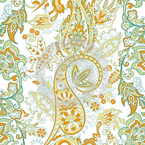 Seamless Paisley pattern in indian style. Floral vector illustration.