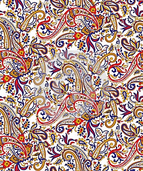 Seamless paisley pattern on white background