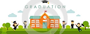 Seamless panoramic background with graduation concept in flat style