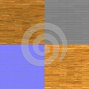 seamless parquet texture bump map diffuse map and normal map for 3d renderings