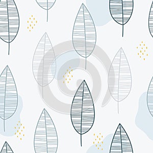 Seamless pastel leaf pattern vector illustration