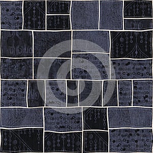 Seamless patchwork collage mix quilt pattern print