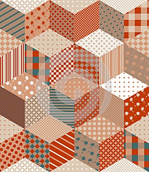 Seamless patchwork pattern in brown tones.