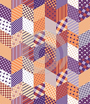 Seamless patchwork pattern. Vector illustration of quilt. Fashion print