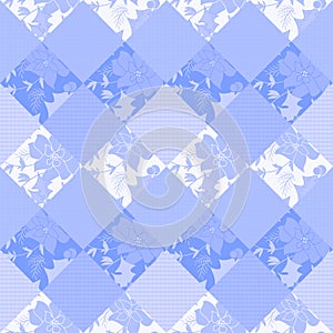 Seamless patchwork plaid checkered blue pattern