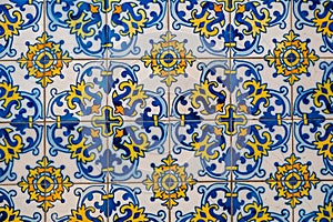 Seamless Patchwork Portuguese tiles with Victorian Motives