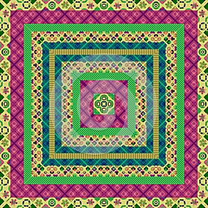 Seamless patchwork square retro colors pattern