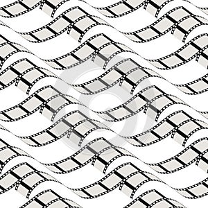 Seamless pattern. 35mm Film roll. Realistic 3D image. Wavy visual patterns.