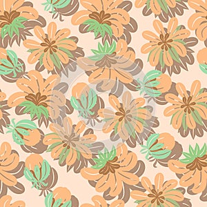 seamless pattern, 3d, delicate painted flowers and buds of pastel shades on a background with a shadow
