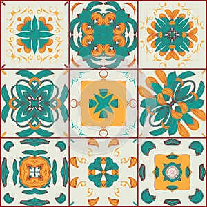 Seamless pattern from the 9 arabic tiles