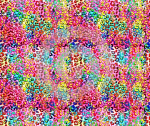 Seamless Endless Hand Painting Abstract Watercolor Leopard Skin Pattern Tie Dye Gradient Geometric Shapes Background photo