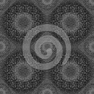 Seamless pattern, abstract background. Circles, big and small, symmetry. Grayscale.