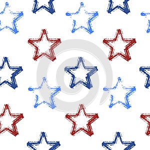 Seamless pattern, abstract background with a star in the colors of the American flag USA, graffiti vector illustration