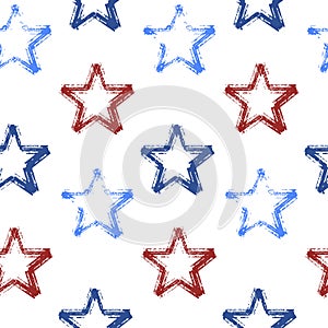 Seamless pattern, abstract background with a star in the colors of the American flag USA, graffiti illustration