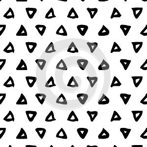 Seamless pattern. Abstract background with triangle brush strokes. Monochrome hand drawn texture.