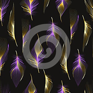Seamless pattern with abstract colorful feathers