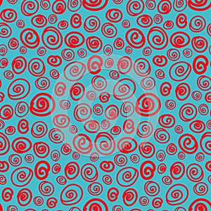 Seamless pattern abstract curls red blue color. Pattern of small design elements