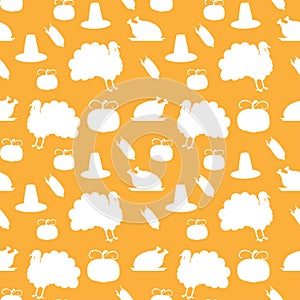 Seamless pattern. Abstract design template with colorful thanksgiving day on yellow background.