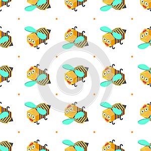 Seamless Pattern Abstract Elements Different Bee Insect Beetle With Flower Vector Design Style Background Illustration Texture