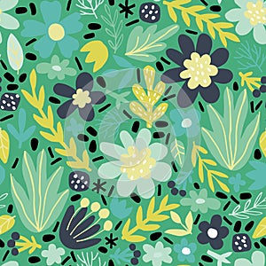 Seamless pattern with abstract flowers