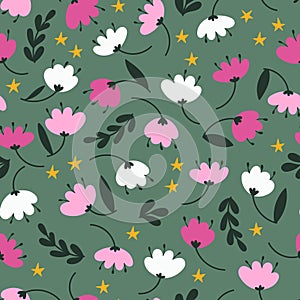 Seamless pattern with abstract flowers