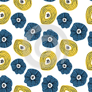 Seamless pattern with abstract flowers.