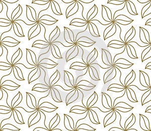 Seamless pattern with abstract geometric line texture, gold on white background. Light modern simple wallpaper, bright