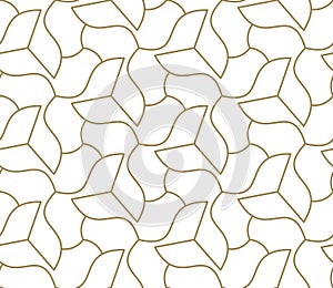 Seamless pattern with abstract geometric line texture, gold on white background. Light modern simple wallpaper, bright