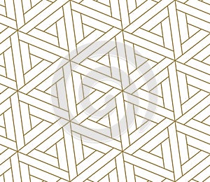 Seamless pattern with abstract geometric line texture, gold on white background. Light modern simple wallpaper, bright