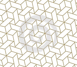 Seamless pattern with abstract geometric line texture, gold on white background. Light modern simple wallpaper, bright