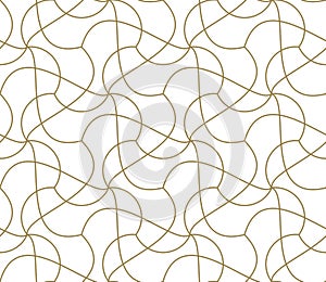 Seamless pattern with abstract geometric line texture, gold on white background. Light modern simple wallpaper, bright