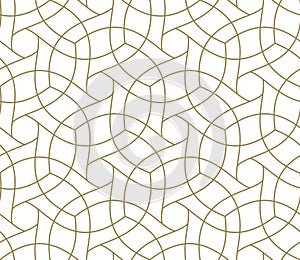 Seamless pattern with abstract geometric line texture, gold on white background. Light modern simple wallpaper, bright