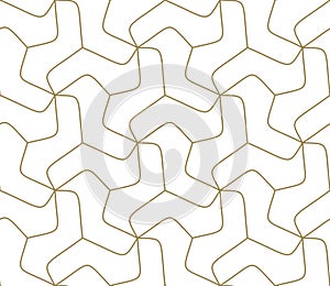 Seamless pattern with abstract geometric line texture, gold on white background. Light modern simple wallpaper, bright