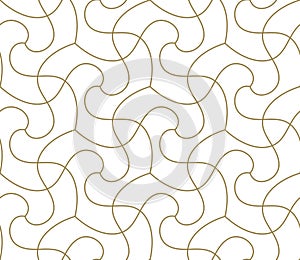 Seamless pattern with abstract geometric line texture, gold on white background. Light modern simple wallpaper, bright