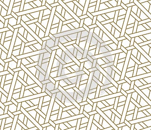 Seamless pattern with abstract geometric line texture, gold on white background. Light modern simple wallpaper, bright