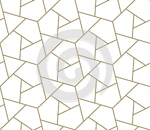 Seamless pattern with abstract geometric line texture, gold on white background. Light modern simple wallpaper, bright