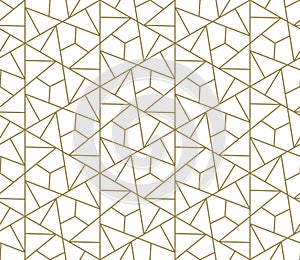 Seamless pattern with abstract geometric line texture, gold on white background. Light modern simple wallpaper, bright