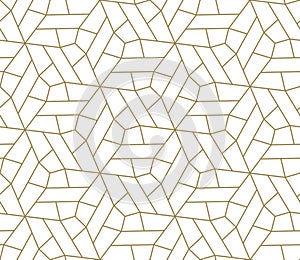 Seamless pattern with abstract geometric line texture, gold on white background. Light modern simple wallpaper, bright