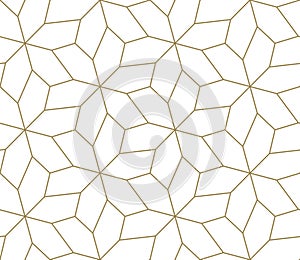 Seamless pattern with abstract geometric line texture, gold on white background. Light modern simple wallpaper, bright