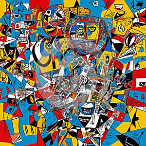 Seamless pattern with abstract geometric shapes in graffiti style.