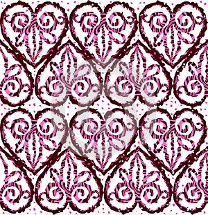 Seamless pattern with abstract heart.