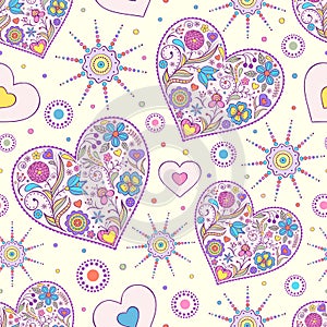 Seamless pattern with abstract hearts