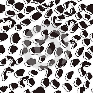 Seamless pattern with abstract leopard skin. Monochrome animal fur wallpaper