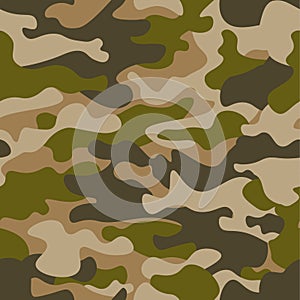 Seamless pattern. Abstract military or hunting camouflage background. Brown, green color. Vector illustration. repeated